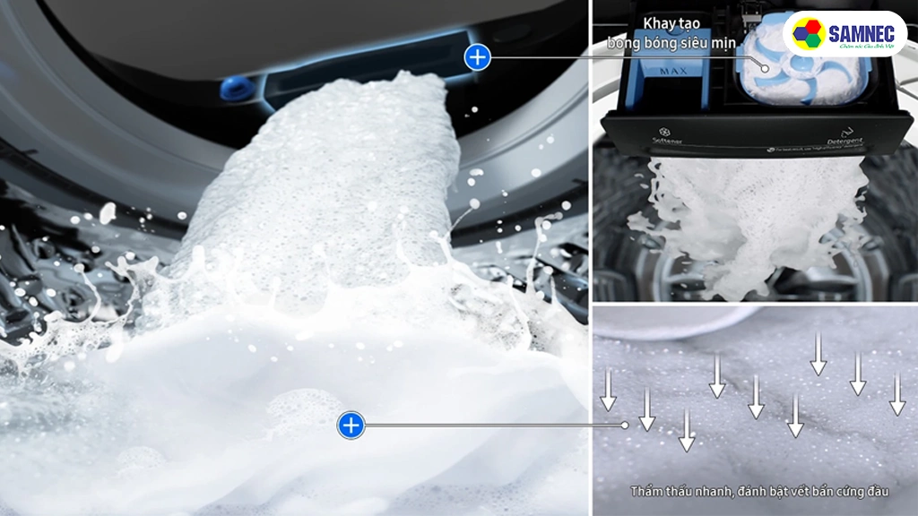 Máy giặt Samsung Ecobubble Inverter 17 kg WA17CG6442BDSV- khay tạo bong bóng siêu mịn