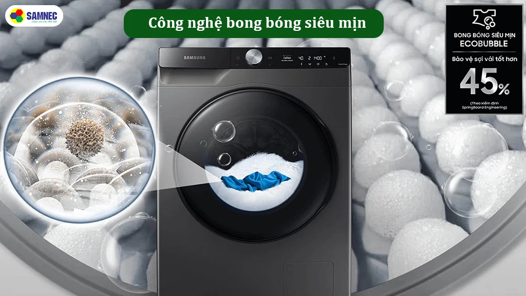 công nghệ giặt bong bóng siêu mịn
