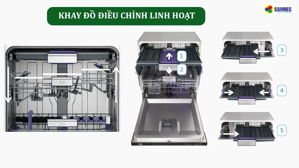 Tiện ích khay để đồ linh động
