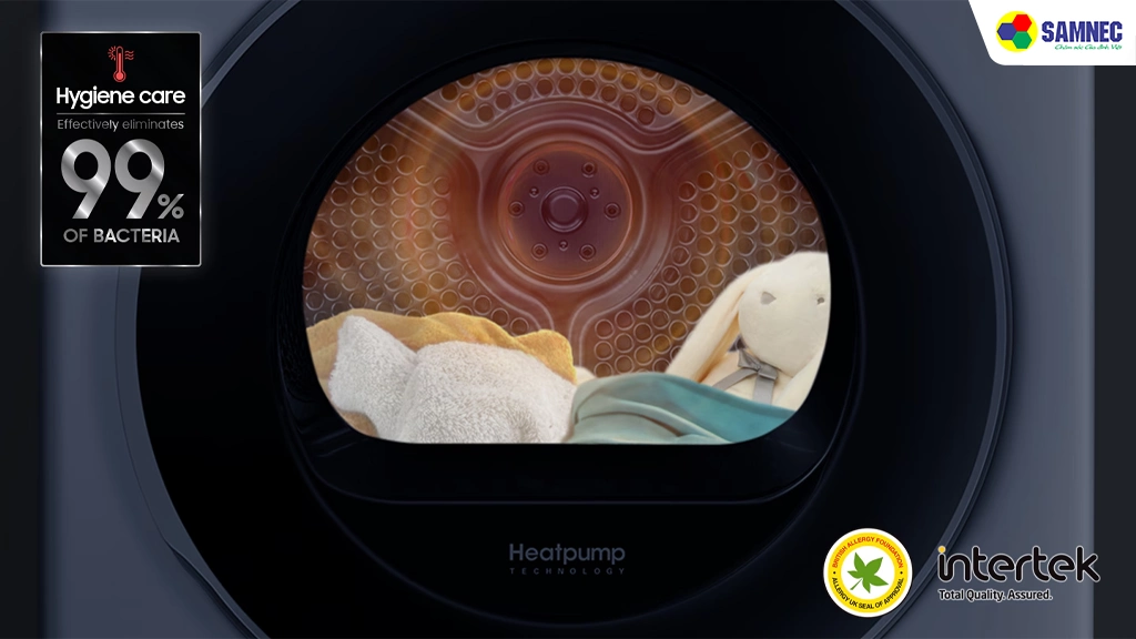 Máy sấy bơm nhiệt Bespoke AI 9 Kg Samsung DV90T6240LB/SV- Công nghệ diệt khuẩn Hygiene Care