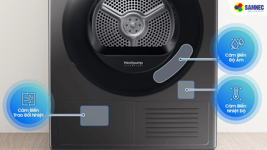 Máy sấy bơm nhiệt Bespoke AI 9 Kg Samsung DV90T6240LB/SV- Công nghệ cảm biến Optimali Dry