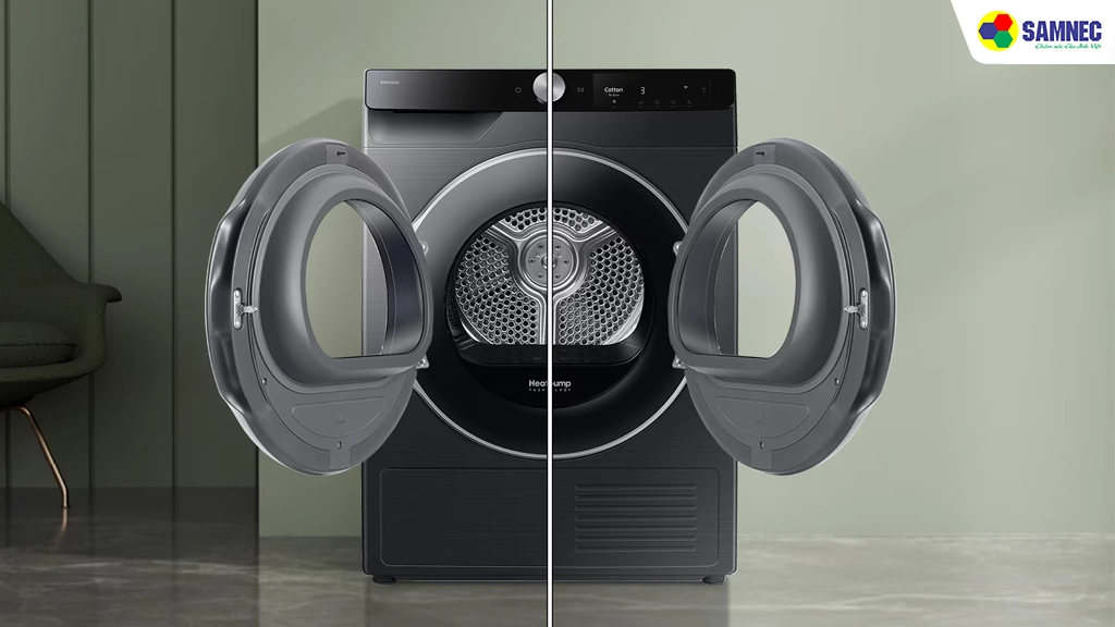 Máy sấy bơm nhiệt Bespoke AI 9 Kg Samsung DV90T6240LB/SV- Tiện ích cửa đảo chiều