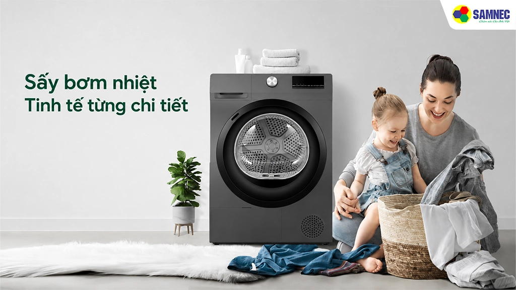 Máy sấy bơm nhiệt 8kg Hisense DH80N1T- Thiết kế