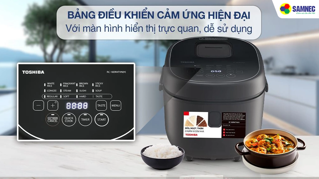 Nồi cơm điện tử 1.8 lít Toshiba RC-18DR4TVN(H)- Bảng điều khiển