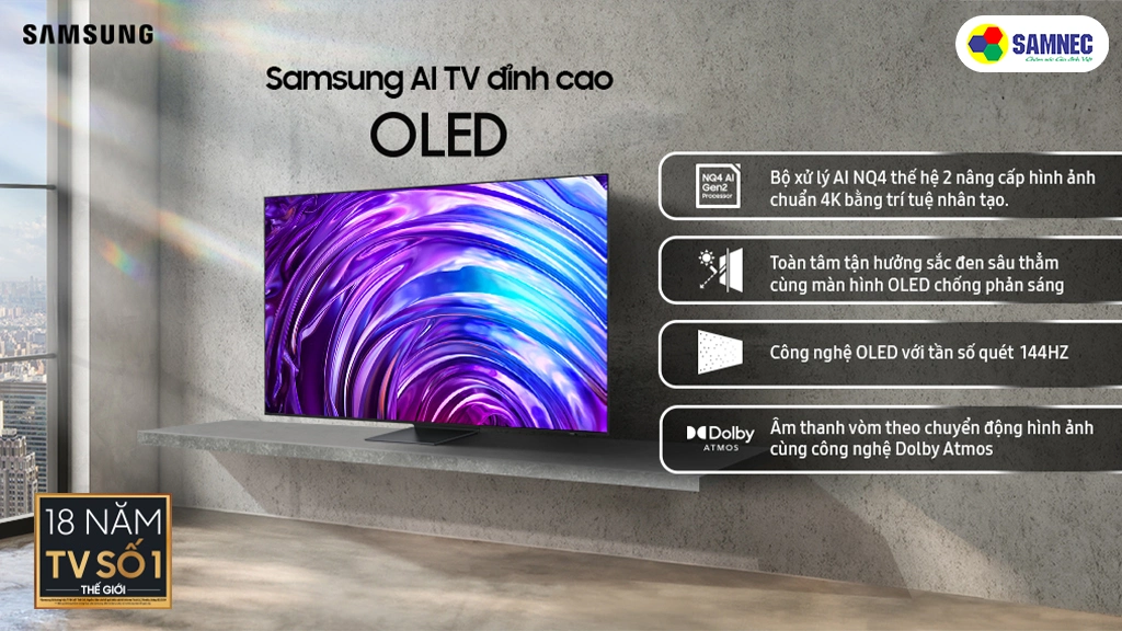 Smart Tivi OLED 4K 65 Inch Samsung QA65S95DAKXXV- Thiết kế
