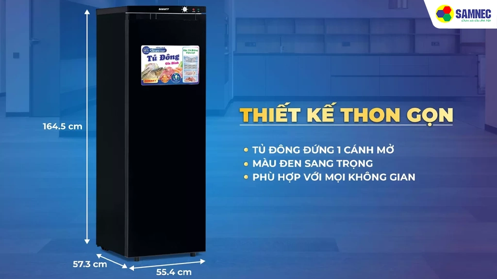 Tủ đông đứng 230 lít Sanaky VH230VD3- Thiết kế