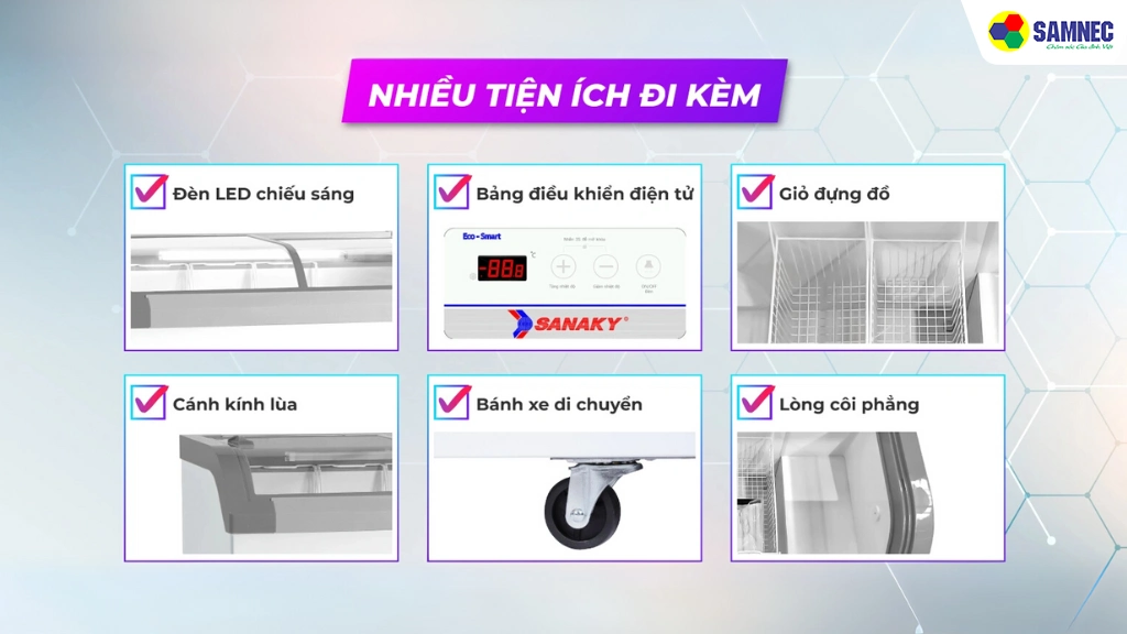 Tủ đông 750 lít Sanaky VH1008KA- tiện ích