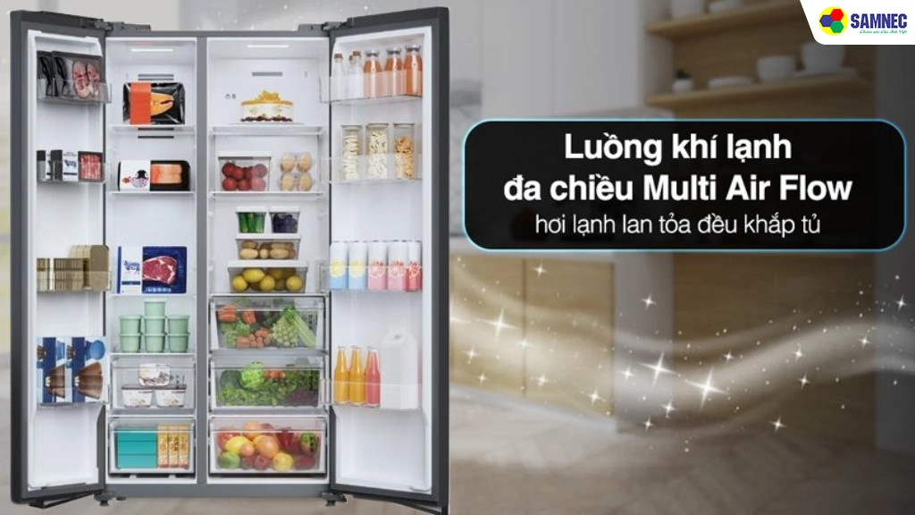 Tủ lạnh Side By Side 711 lít Toshiba GR-RS910WI-PMV(06)-MG- Luồng khí lạnh đa chiều