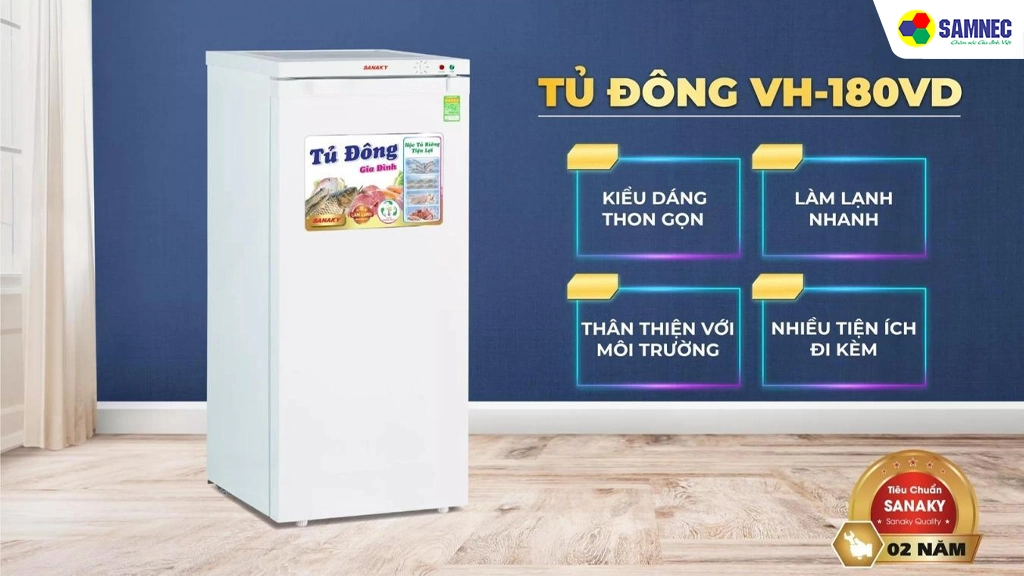 Thiết kế tủ đông 180 lít Sanaky VH180VD