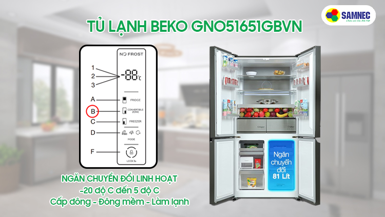 Các tính năng nổi bật của tủ lạnh Beko 553 lít GNO51651GBVN