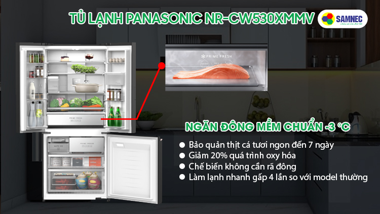 Công nghệ ngăn đông mềm của tủ lạnh Panasonic Inverter 495 lít NR-CW530XMMV