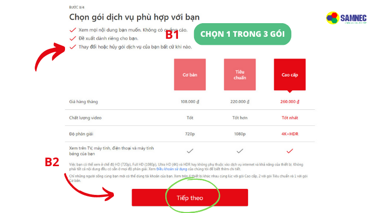 B6 đăng ký netflix trên tivi thông minh