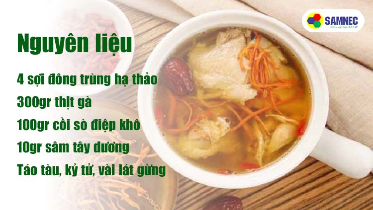 Nguyên liệu làm món canh đông trùng hạ thảo