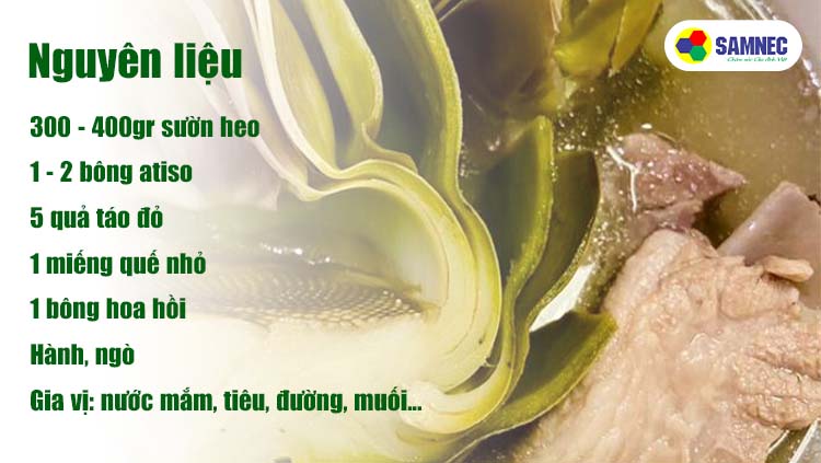 Nguyên liệu món bông atiso hầm sườn heo