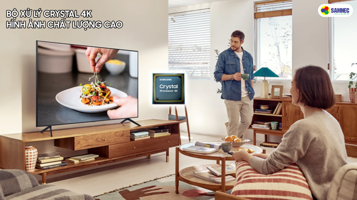 Công nghệ hình ảnh trên tivi Samsung 4K AU7700 tạo được sự chuyển động trơn tru và mượt mà, giúp bạn thưởng thức các nội dung yêu thích một cách hoàn hảo. Samsung là một thương hiệu lớn với khả năng kết nối thông minh và tính năng đa dạng, đảm bảo sẽ mang lại niềm hứng thú cho bạn.