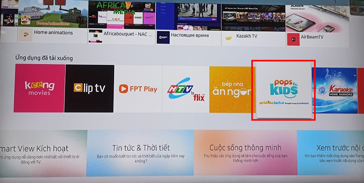 Mở ứng dụng Pops Kids trên tivi Samsung