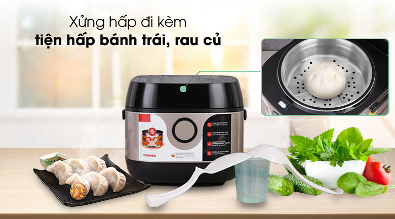 Xửng hấp tiện dụng - Nồi cơm cao tần Toshiba 1 lít RC-10IX1PV. Xửng hấp tiện dụng - Nồi cơm cao tần Toshiba 1 lít RC-10IX1PV.
