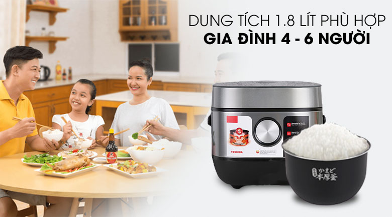 Nồi cơm điện cao tần Toshiba dung tích 1.8 lít.