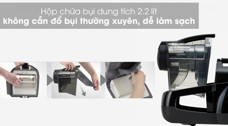 Máy hút bụi Panasonic MC-CL575KN49 - Hộp chứa bụi dung tích lớn đến 2.2 lít