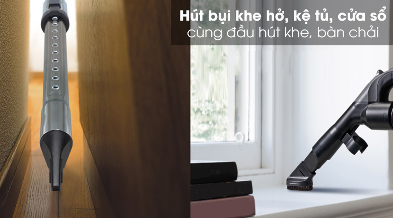Máy hút bụi Panasonic MC-CL575KN49 - Đầu hút khe, bàn chải tiện làm sạch các đường kẽ, khe hở