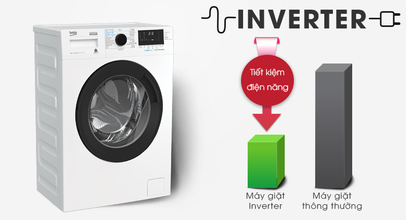 Máy giặt Beko Inverter 8 kg WCV8612XB0ST-Tiết kiệm điện, nước nhờ công nghệ Inverter
