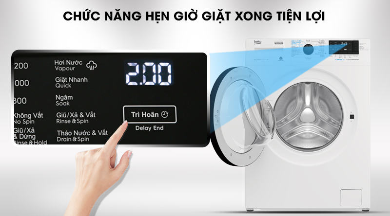 Máy giặt Beko Inverter 8 kg WCV8612XB0ST-Tiện lợi cùng tính năng hẹn giờ giặt xong Máy giặt Beko Inverter 8 kg WCV8612XB0ST-Tiện lợi cùng tính năng hẹn giờ giặt xong