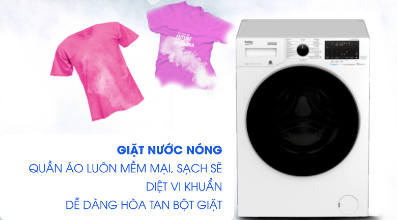 Giặt nước nóng-Máy giặt Beko Inverter 10 kg WCV10749XMST Giặt nước nóng-Máy giặt Beko Inverter 10 kg WCV10749XMST