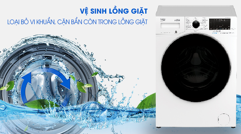 Vệ sinh lồng giặt - Máy giặt Beko Inverter 8 kg WCV8649XWST Vệ sinh lồng giặt - Máy giặt Beko Inverter 8 kg WCV8649XWST
