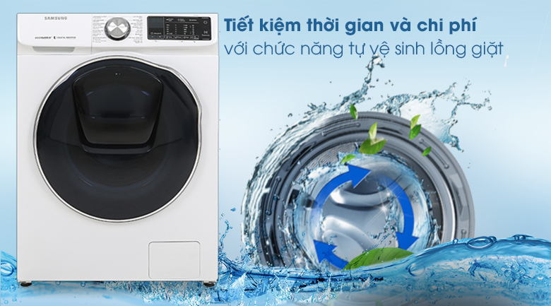 Máy giặt sấy Samsung AddWash Inverter 10.5 kg WD10N64FR2W/SV - Tự vệ sinh lồng giặt Máy giặt sấy Samsung AddWash Inverter 10.5 kg WD10N64FR2W/SV - Tự vệ sinh lồng giặt