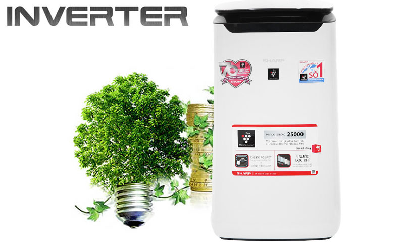 Công nghệ J-tech Inverter tiết kiệm điện năng, hoạt động êm ái - Máy lọc không khí Sharp FP-J60E-W Công nghệ J-tech Inverter tiết kiệm điện năng, hoạt động êm ái - Máy lọc không khí Sharp FP-J60E-W