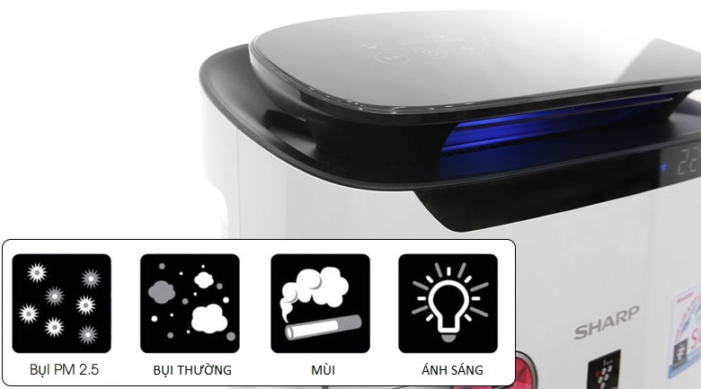 Cảm biến bụi, mùi, ánh sáng và đèn báo chất lượng không khí - Máy lọc không khí Sharp FP-J60E-W Cảm biến bụi, mùi, ánh sáng và đèn báo chất lượng không khí - Máy lọc không khí Sharp FP-J60E-W