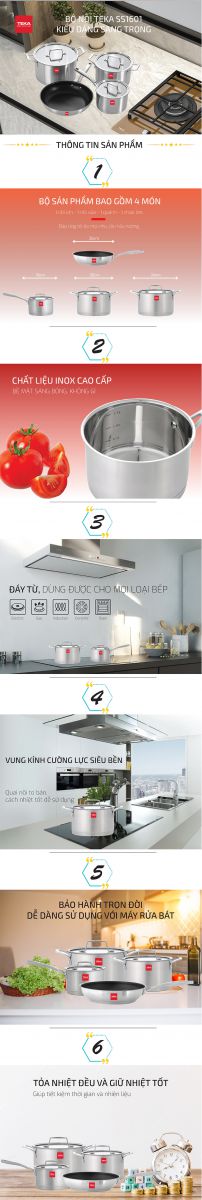 Bộ nồi 4 món chính hãng TEKA SS1601