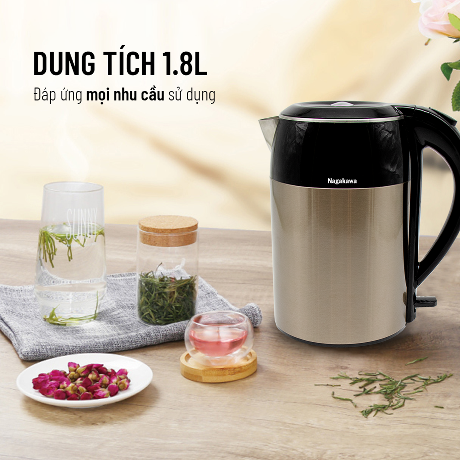 Ấm siêu tốc 1,8L Nagakawa NAG0315 - Hàng chính hãng