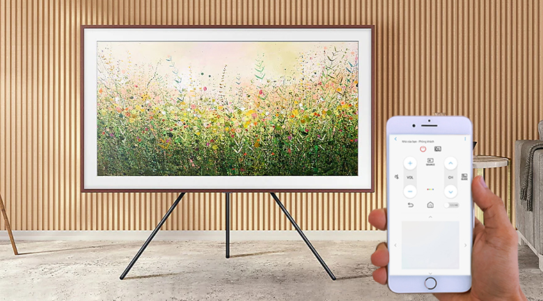 Smart Tivi Khung Tranh The Frame QLED Samsung 32 inch QA32LS03T - Sử dụng điện thoại như điều khiển từ xa cho tivi tiện lợi khi cài đặt ứng dụng SmartThings