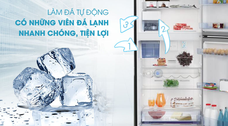 Làm đá tự động - Tủ lạnh Beko Inverter 420 lít RDNT470E50VZJGB