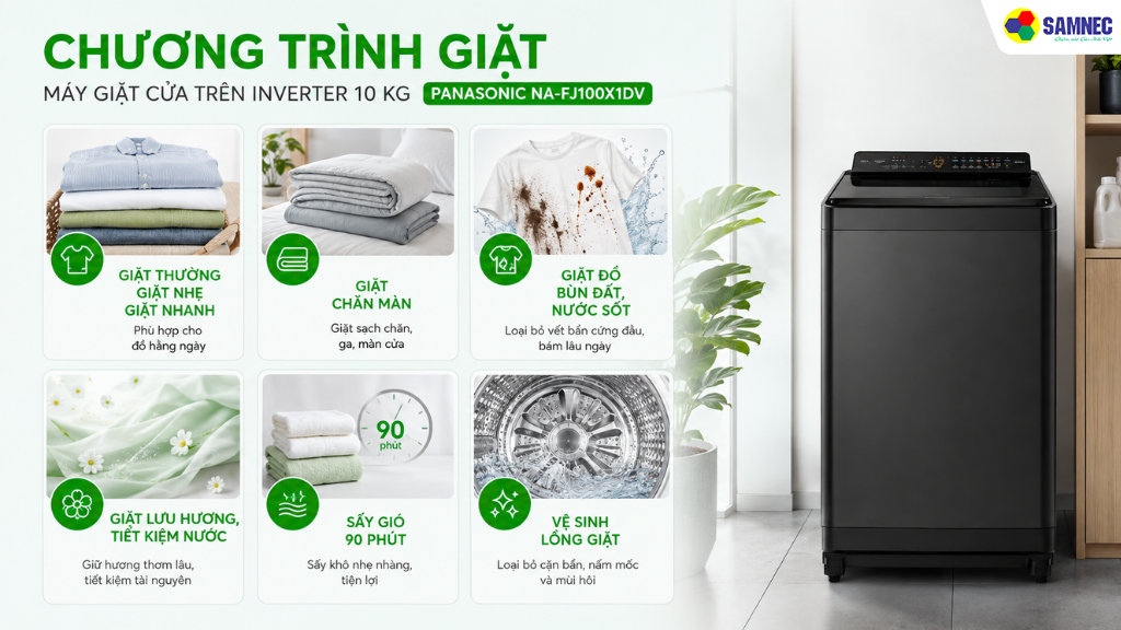 Máy giặt cửa trên 10 kg Panasonic NA-FJ100X1DV
