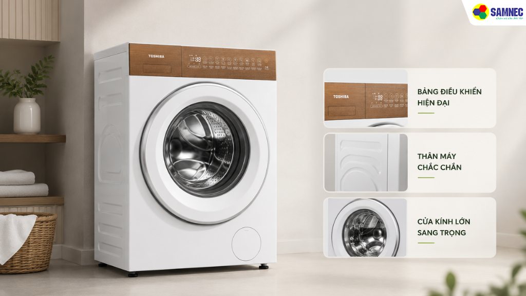 Máy giặt Toshiba được thiết kế phong cách Japandi tinh tế