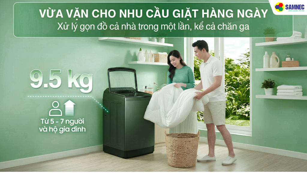 Máy giặt 9.5kg Samsung WA40F95E1CSV