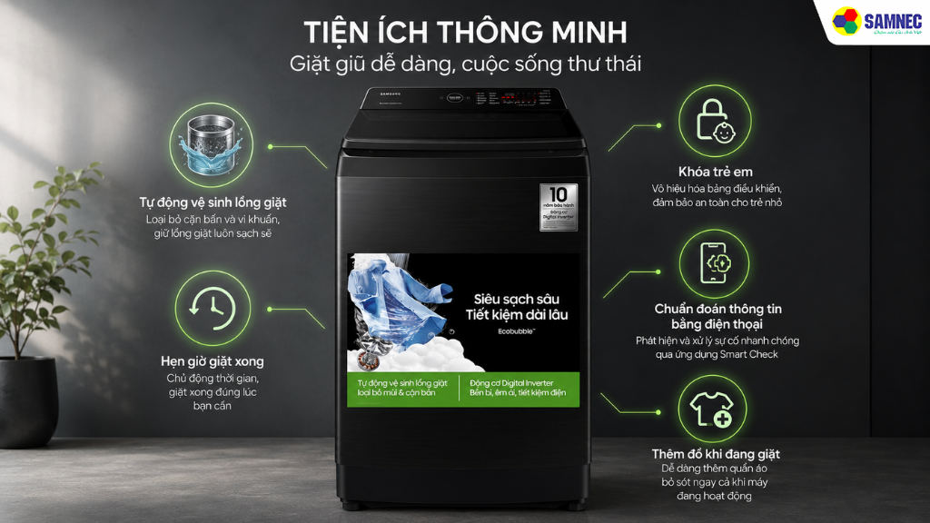Máy giặt Samsung WA40F12E4CSV