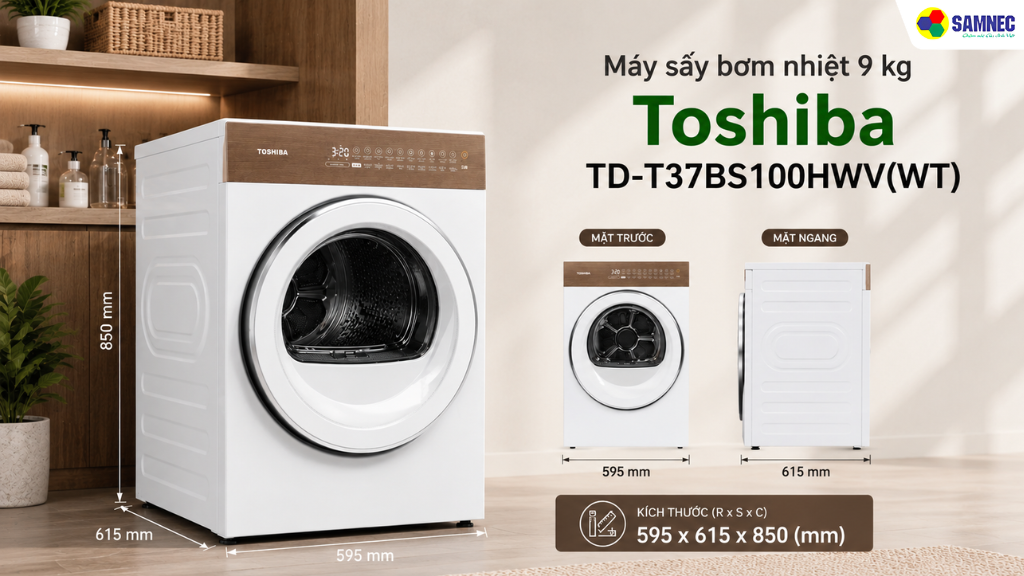 Máy sấy bơm nhiệt Toshiba TD-T37BS100HWV(WT)