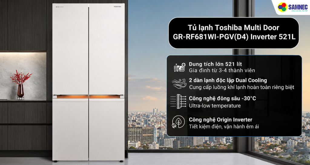 Tủ lạnh Inverter Multi Door GR-RF681WI-PGV(D4) 