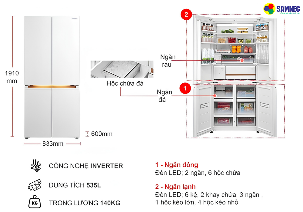 Tủ lạnh Toshiba 535 lít