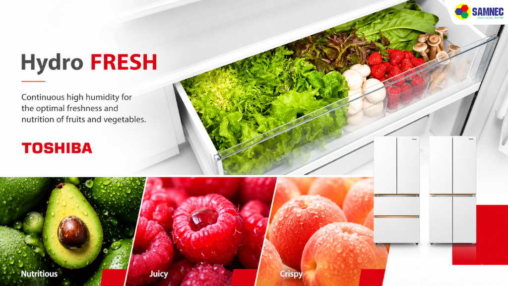 Ngăn Hydro Fresh được thiết kế tối ưu với màng giữ ẩm chuyên biệt