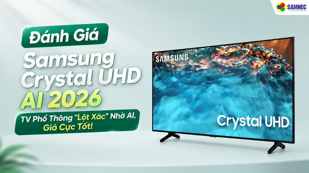 Tivi Samsung Crystal UHD AI 2026 phù hợp cho những gia đình muốn tối ưu chi phí mà vẫn được trải nghiệm công nghệ Smart AI