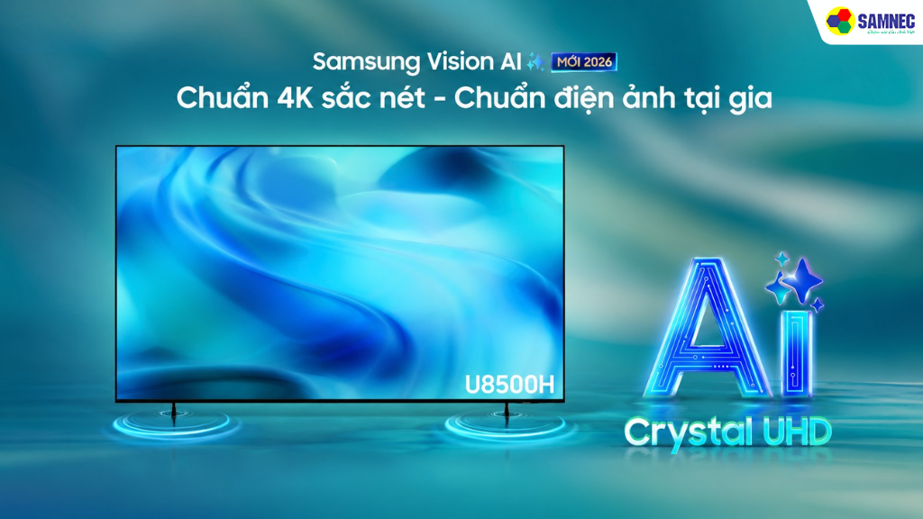 Samsung Crystal UHD AI 2026 là thế hệ tivi Smart AI phân khúc giá tầm trung của Samsung nhưng được trang bị Trí tuệ nhân tạo