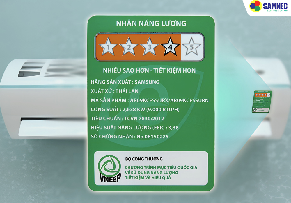 Số sao càng nhiều, điều hòa càng tiết kiệm điện