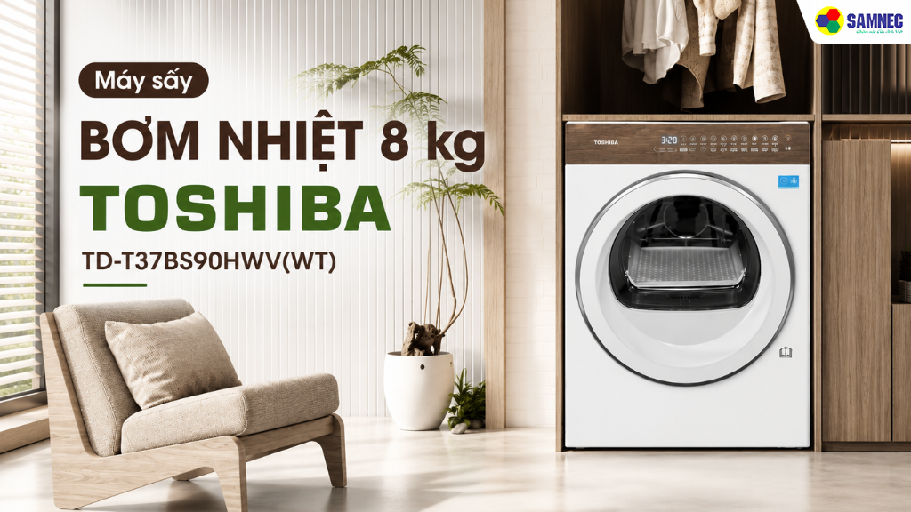 Máy sấy bơm nhiệt Toshiba 8 kg TD-T37BS90HWV(WT)