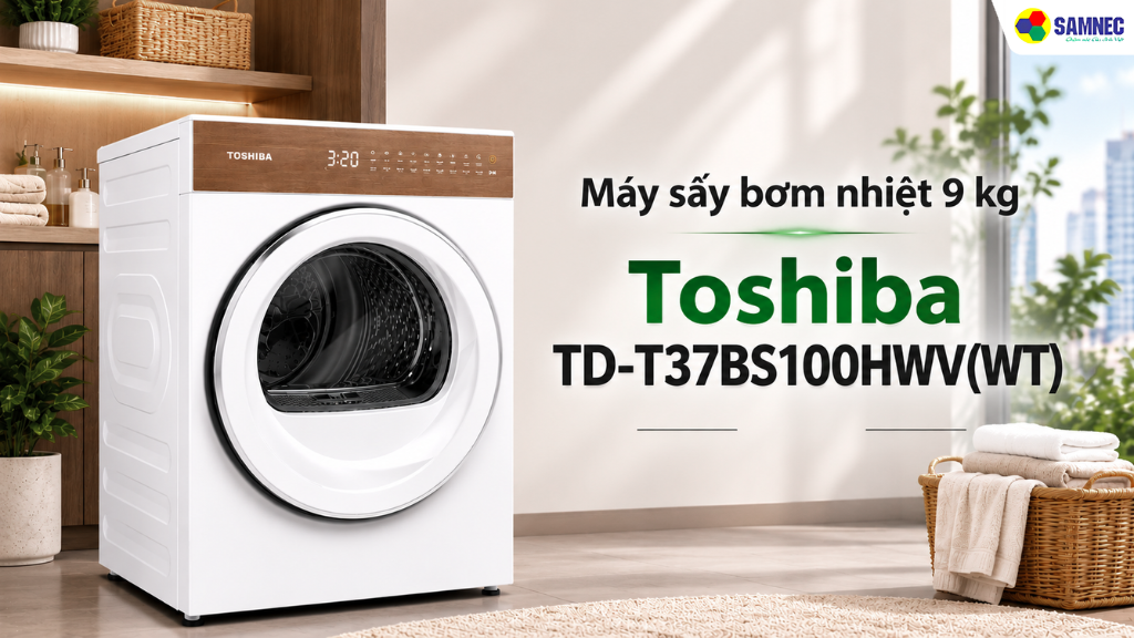 Máy sấy bơm nhiệt 9 kg Toshiba TD-T37BS100HWV(WT) 