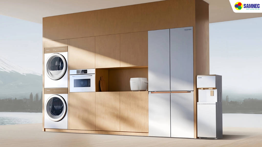 Japandi Style All Fit Naturally là tên gọi của bộ sản phẩm mới gồm máy giặt và máy sấy Toshiba