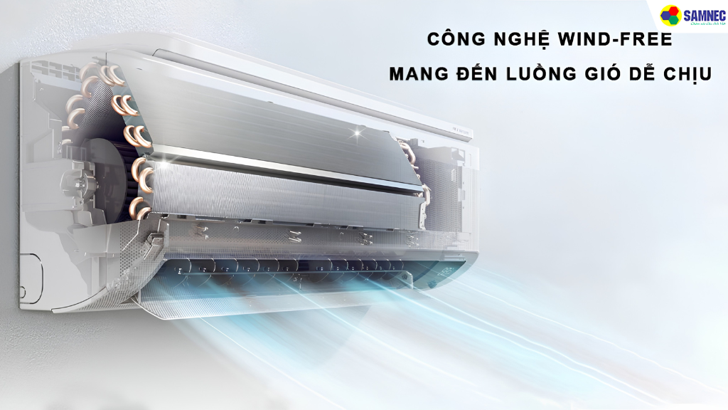 Công nghệ WindFree sẽ khuếch tán hơi mát dịu nhẹ qua 23.000 lỗ siêu nhỏ